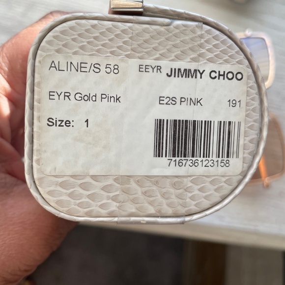 WORN ONCE! JIMMY CHOO Aline Gold Pink Rectangle Glitter Sunglasses - Picture 15 of 15